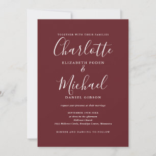 Invitation Rosewood Rose Élégant Moderne Code QR Mariage