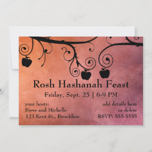 Invitation Rosh Hashanah Apple Silhouette
