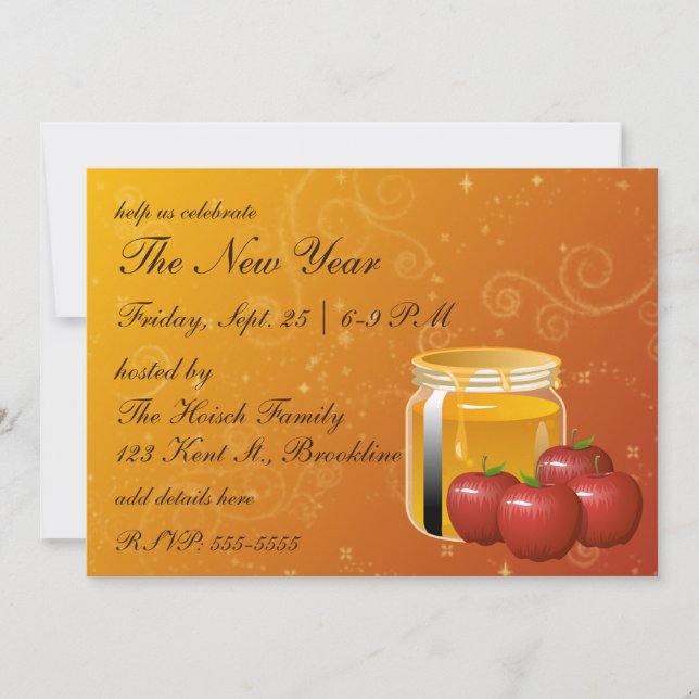 Invitation Rosh Hashanah Honey et Apple Swirl (Devant)