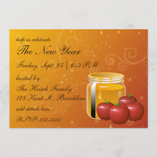 Invitation Rosh Hashanah Honey et Apple Swirl