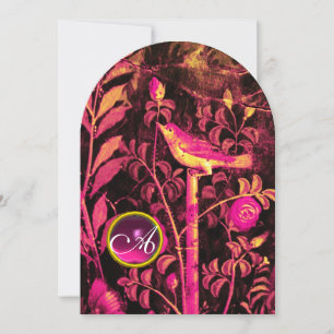 Invitation ROSSIGNOL AVEC MONOGRAMME DE ROSES, Rose Noir Jaun