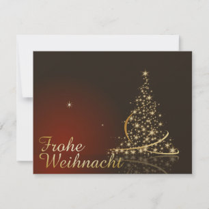 Invitation Rotes Weihnachtsmotiv mit goldenem Weihnachtsbaum