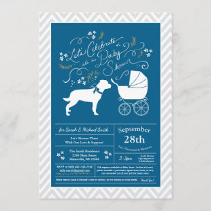 Invitation Rottweiler Chien Baby shower Bleu Garçon Rottie