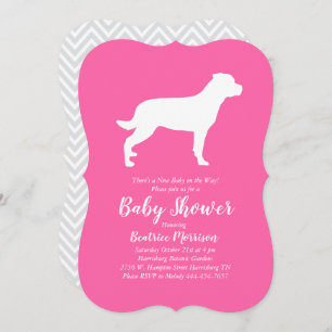 Invitation Rottweiler Chien Baby shower Rose Girl Rottie