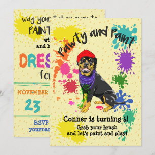 Invitation Rottweiler Chien Fun Art Anniversaire Fête Invitat