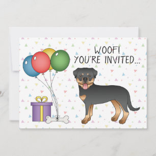 Invitation Rottweiler noir et feu dessin animé - Anniversaire