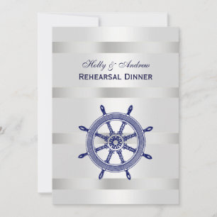 Invitation Roue de navire bleue argentée Wht BG V Répétition