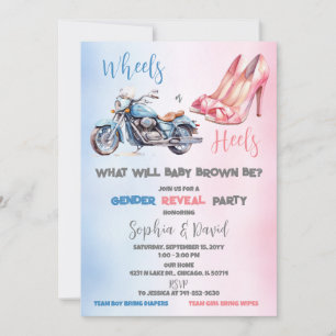Invitation Roues ou talons Partie de révélation de genre