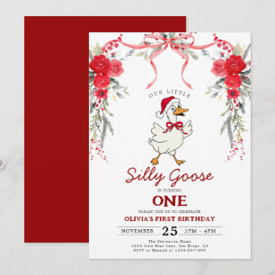 Invitation Rouge anniversaire 1 an Fille Joyeuse Noël
