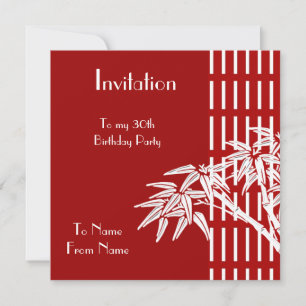 Invitation Rouge Blanc Asiatique Bambou