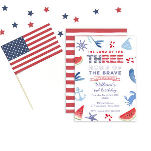 Invitation Rouge Blanc Bleu 3e anniversaire de la fête de riv