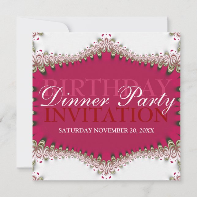 Invitation Rouge+Blanc Dentelle Vintage Fête d'anniversaire d (Devant)