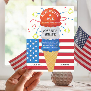 Invitation Rouge blanc dû patriotique 4e Baby shower
