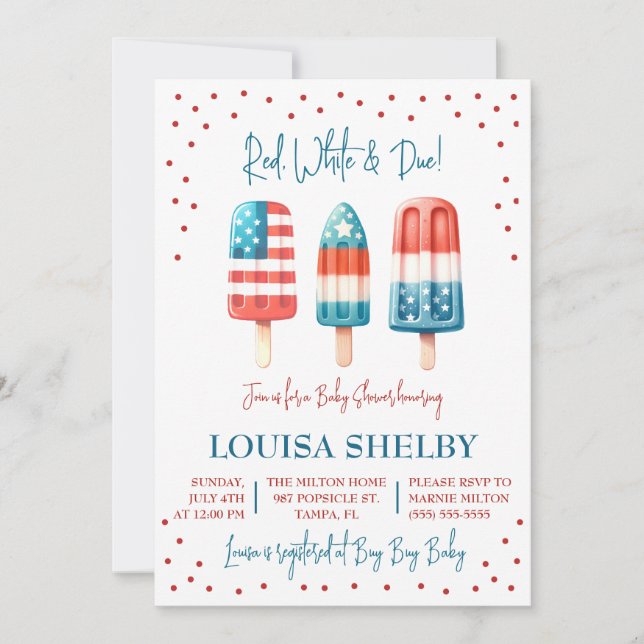 Invitation Rouge, Blanc & Due ! Baby shower patriotique popul (Devant)
