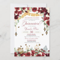 Rouge Blanc élégant papillon floral Quinceanera V6