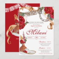 Rouge Blanc Élégant Rose Charro Mariachi Quinceane