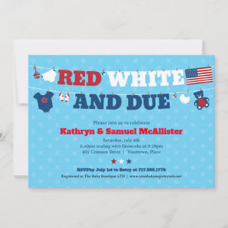 Invitation Rouge blanc et Baby shower régulier ligne de vêtem
