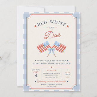 Invitation Rouge Blanc et Bébé à Venir Baby Shower Patriotiqu