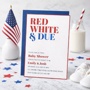 Invitation Rouge Blanc et Bébé attendu pour le 4 juillet Célé