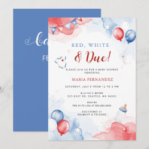 Invitation Rouge Blanc et Bébé Attendu pour le 4 Juillet Show