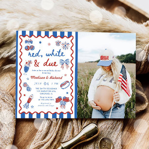 Invitation Rouge Blanc et Bébé Prévu pour le 4 Juillet