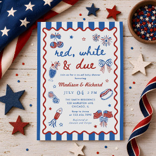 Invitation Rouge Blanc et Bébé Prévu pour le 4 Juillet