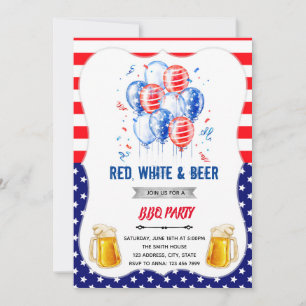 Invitation rouge blanc et bière