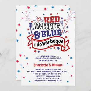 Invitation Rouge blanc et bleu i do BBQ Couple douche nuptial