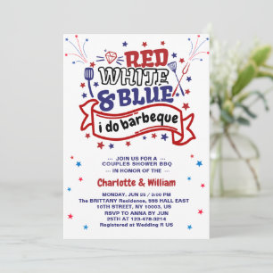 Invitation Rouge blanc et bleu i do BBQ Couple douche nuptial