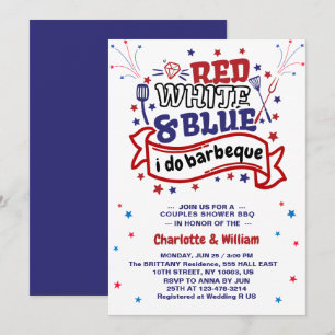 Invitation Rouge Blanc et Bleu je fais Couple BBQ enterrement