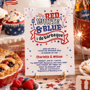 Invitation Rouge Blanc et Bleu je fais Couple BBQ enterrement