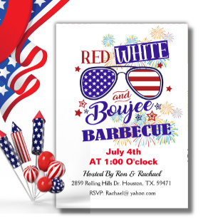 Invitation Rouge Blanc Et Boujee BBQ du 4 Juillet