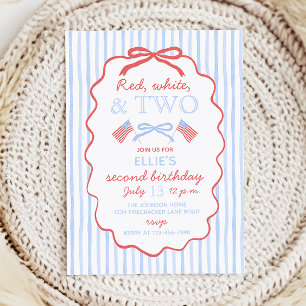 Invitation Rouge Blanc et Deux 2e anniversaire du 4 juillet