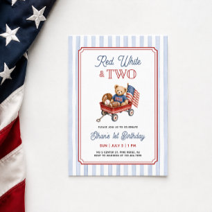 Invitation Rouge Blanc et Deux 2e Anniversaire Patriotique