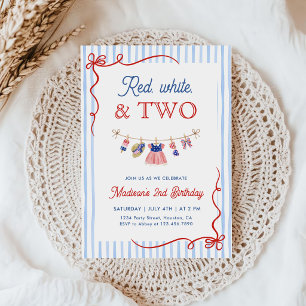 Invitation Rouge Blanc et Deux 4 juillet 2e Anniversaire