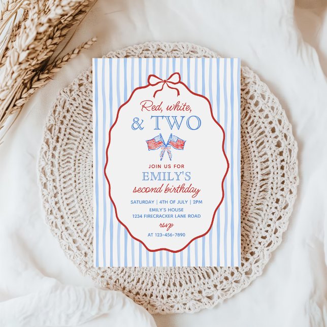 Invitation Rouge Blanc et Deux 4 juillet 2e anniversaire (Créateur téléchargé)