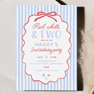 Invitation Rouge Blanc et Deux 4 juillet 2e Anniversaire