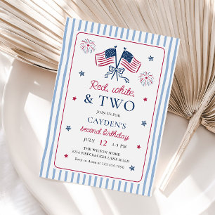 Invitation Rouge Blanc et Deux 4 juillet 2ème Anniversaire