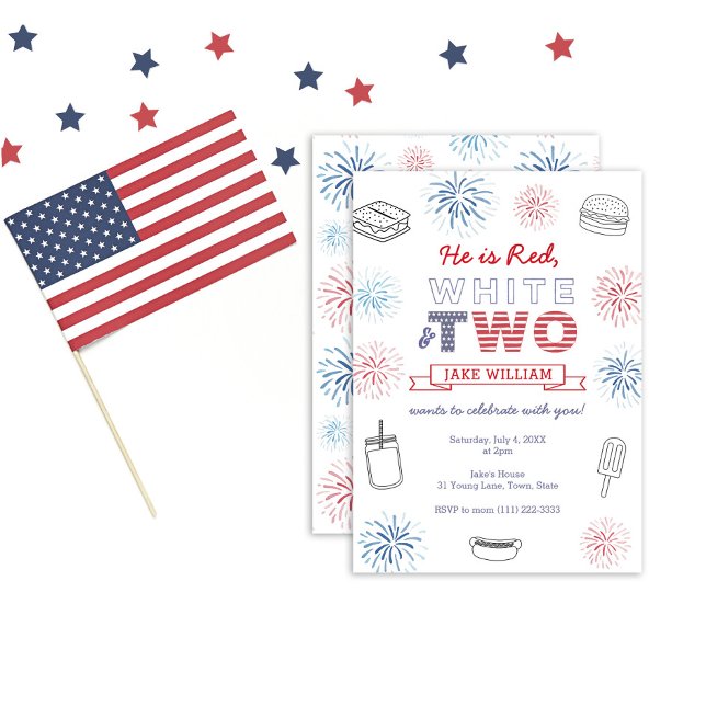 Invitation Rouge Blanc et Deux Cookout 2e Anniversaire (Créateur téléchargé)