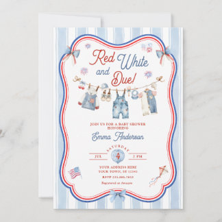 Invitation Rouge Blanc et Garçon à Venir Baby Shower