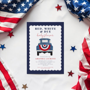 Invitation Rouge Blanc et Impayé Fête Prénatale Patriotique