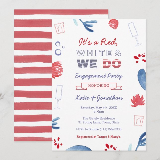 Invitation Rouge Blanc Et Nous Faisons  Fête de douche de fia (Devant / Derrière)