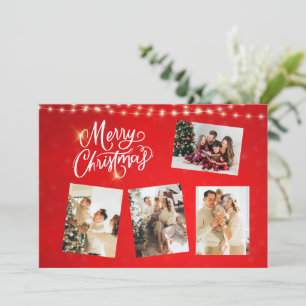 Invitation Rouge blanc minimaliste Joyeux Noël Photo Collage