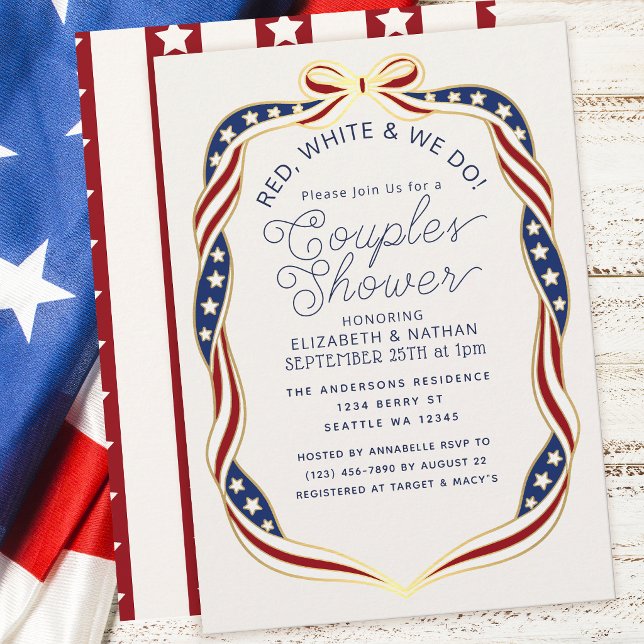 Invitation Rouge Blanc & Nous Faisons Ruban Mariage Couple Sh (Créateur téléchargé)