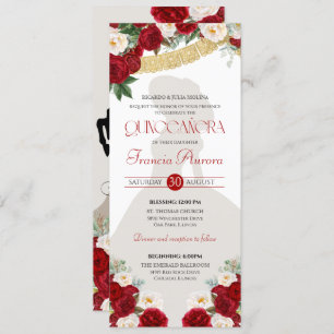Invitation Rouge Blanc Or Blooms Papel Picado Charro Quince