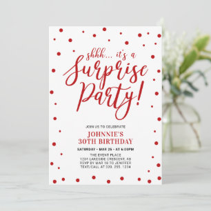 Invitation Rouge & Blanc   Surprise Fête d'Anniversaire Adult