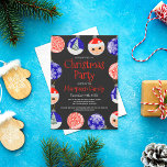 Invitation Rouge bleu mignon ornement Baubles fête de Noël<br><div class="desc">Cette invitation de fête de Noël mignonne et festive est parfaite pour toute fête festive. Il présente des ornements dessinés à la main dans les tons rouge, bleu, blanc, noir et vert autour de la frontière. Les ornements comprennent un Père Noël, un Flambeau de neige, un arbre et des ornements...</div>