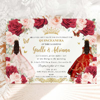 Rouge Blush rose Floral Twins Or Quinceañera