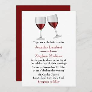 Invitation Rouge Bourgogne Vins Lunettes de mariage