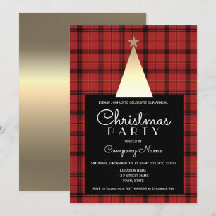 Invitation Rouge Buffalo Plaid Noël